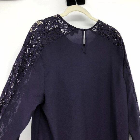 NWT Lord & Taylor Purple Grape Judy  Raglan sleeve lace accent 3/4 blouse M - Picture 7 of 15